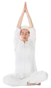 Easy Pose, Chanting, Arms Straight Overhead, Palms Together