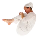 On Back, Knees To Chest, Arms Wrapped Around Legs, Head Raised Nose Between Knees, Rocking Front