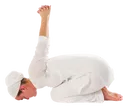 Rock Pose, Forehead Touching Floor, Arms Raised Behind Back, Fingers Interlaced