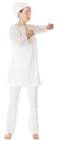 Standing Twist, Feet Shoulder Width, Right Arm Back Parallel To Ground, Left Hand Over Right Chest