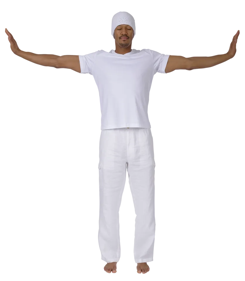 Happy fitness woman in tracksuit with arms up - isolated over white |  Freestock photos